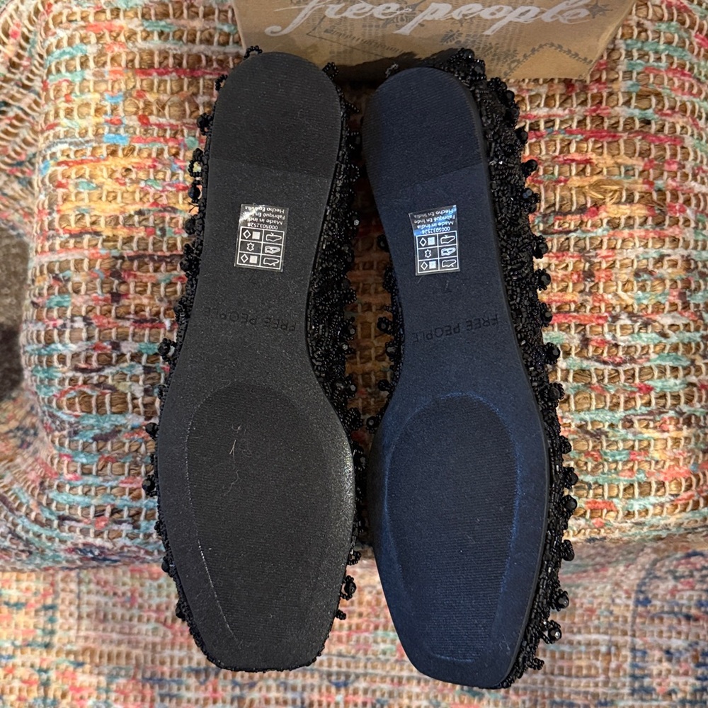 Free People black weekends out embellished ballet Flatts - Picture 4 of 5